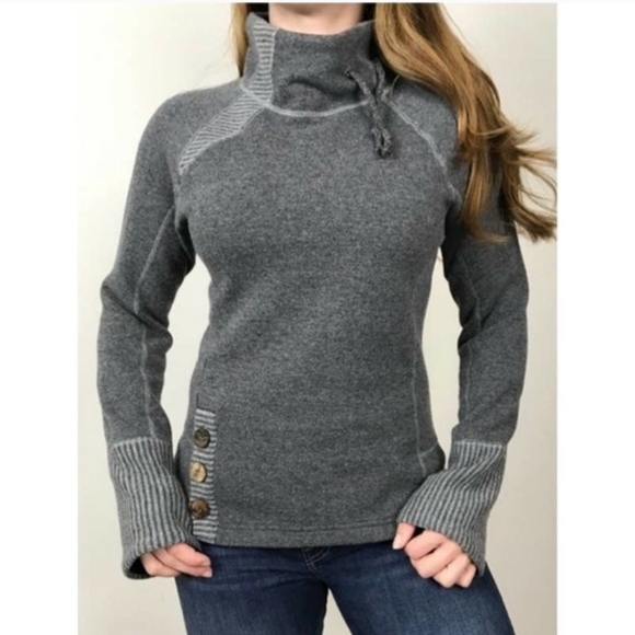 Prana Sweaters - Prana Lucia Wool Blend Grey Funnel Neck Sweater